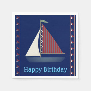 Cute Blue Toy Sailboat Napkin