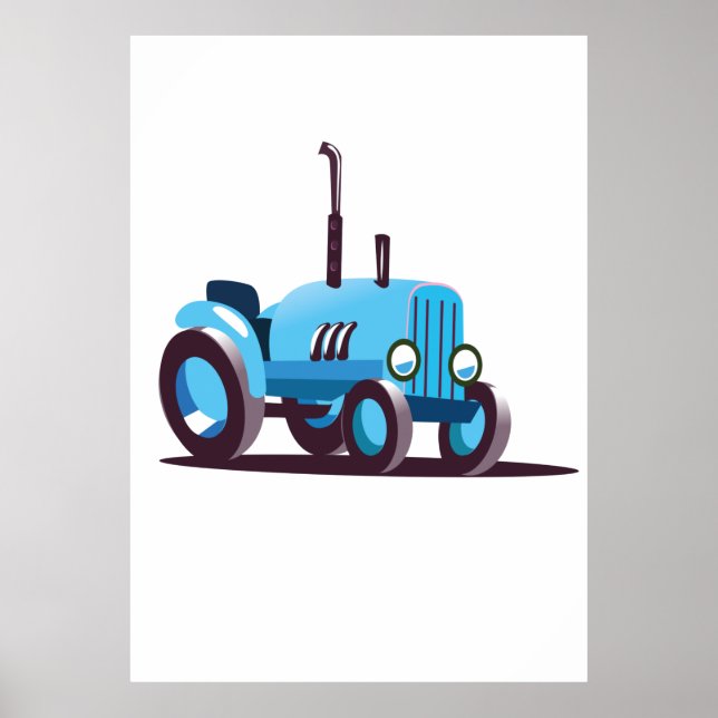 Cute Blue Tractor Poster (Front)