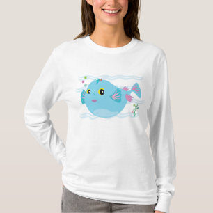 Cute Blue Tropical Fish Pink Fins T-Shirt