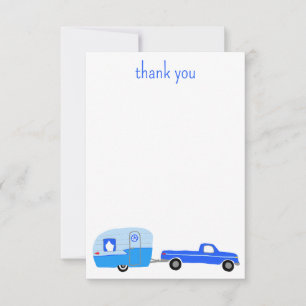 Cute Blue Truck & Trailer BABY SHOWER Custom Thank You Card