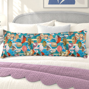 Cute blue turquoise mushroom fungi pattern body cushion