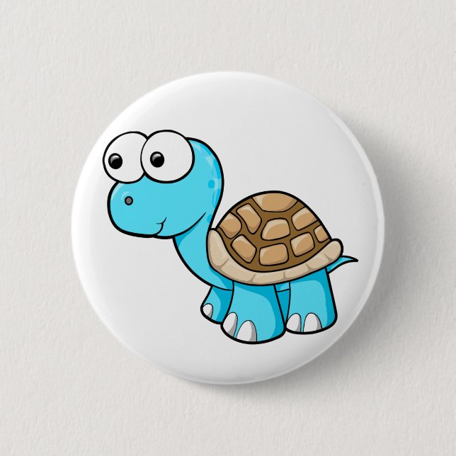 Cute Blue Turtle Button (Front)