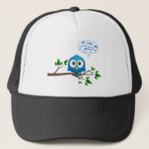 Cute blue twitter bird cartoon trucker hat