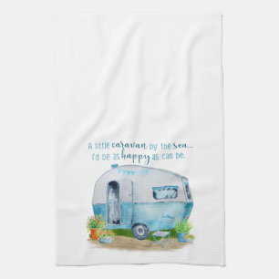 Cute Blue Vintage Retro Camper Caravan Tea Towel