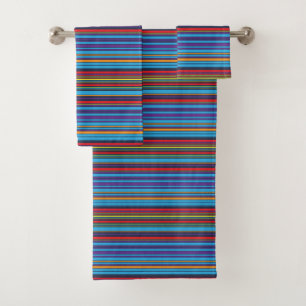 Cute blue violet stripes bath towel set
