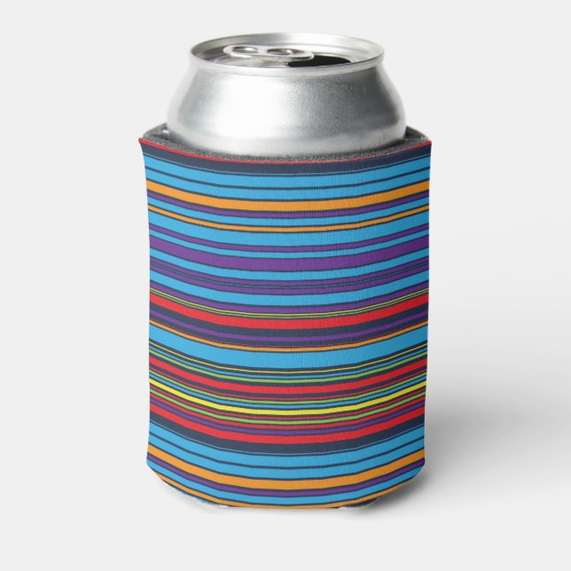 Cute blue violet stripes can cooler (Can Back)