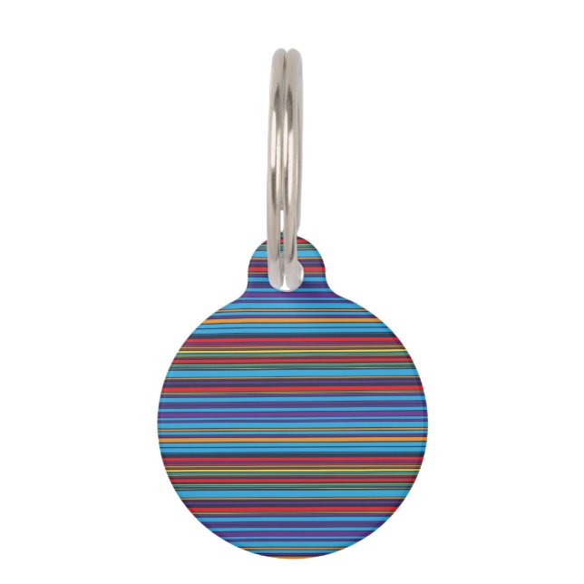 Cute blue violet stripes pet tag (Front)