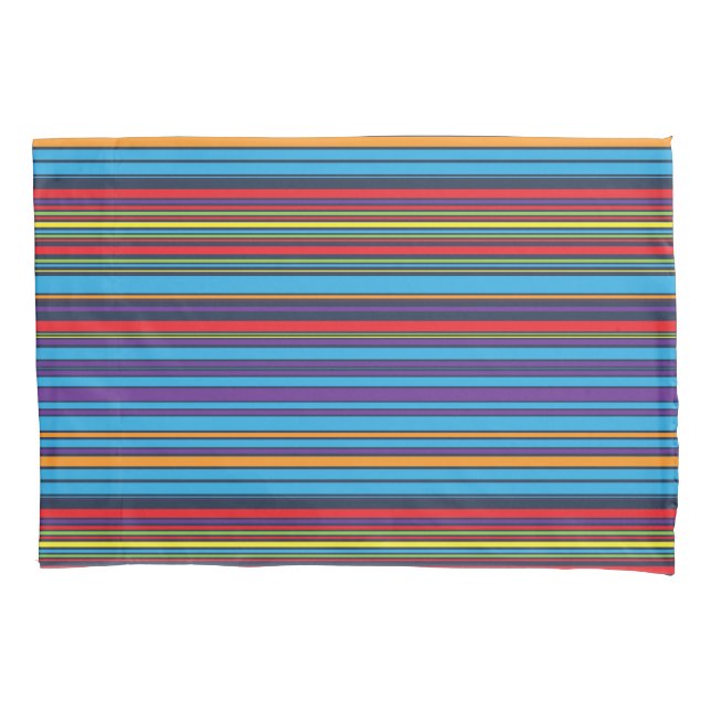 Cute blue violet stripes pillowcase (Front-Left)