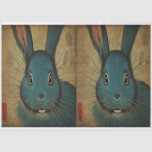 Cute Blue Water Rabbit Japanese Ukiyo-e style Tissue Paper