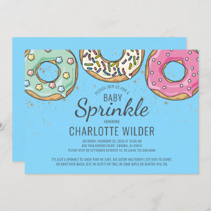 Cute Blue Watercolor Baby Sprinkle Blue Boy Invitation