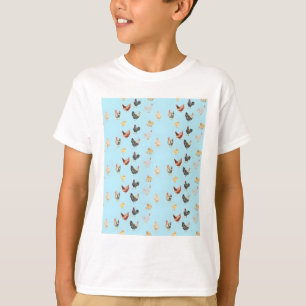 Cute blue watercolor chicken poultry art pattern T-Shirt