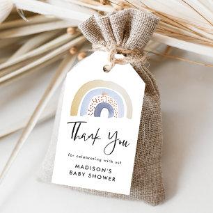 Cute Blue Watercolor Rainbow Baby Shower Gift Tags