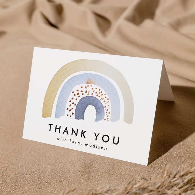 Cute Blue Watercolor Rainbow Thank You Card (Creator Uploaded)