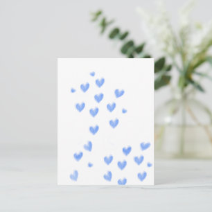 Cute Blue Watercolour Hearts Postcard