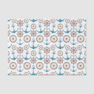 Cute Blue Watercolour Nautical Sailor Pattern Tissue Paper
