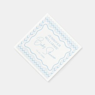 Cute Blue Wavy Scallop Disco Baby Boy Shower Paper Napkin