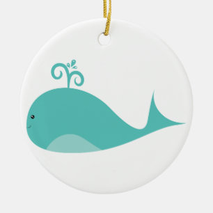 Cute Blue Whale Ceramic Tree Decoration