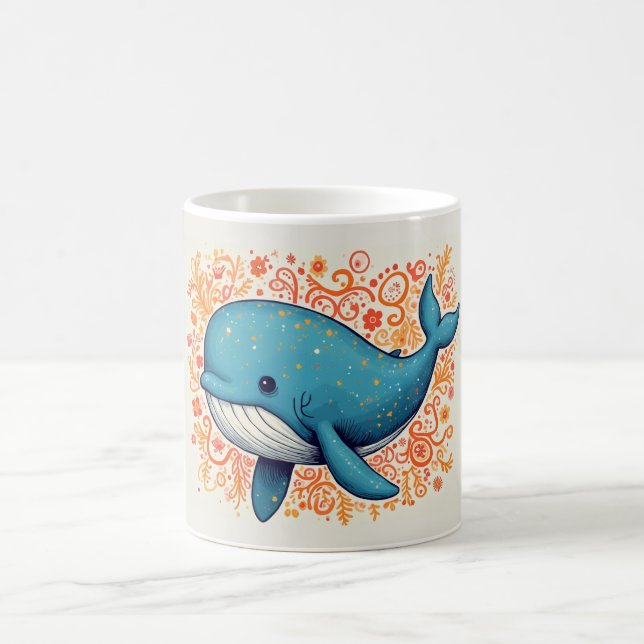 Cute Blue Whale Coffee Mug (Center)