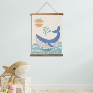 Cute Blue Whale Kids Room Hanging Tapestry