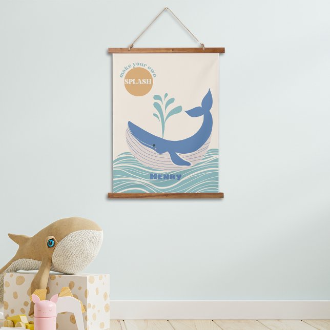 Cute Blue Whale Kids Room Hanging Tapestry (Cute Whale Kids Room Hanging Tapestry)