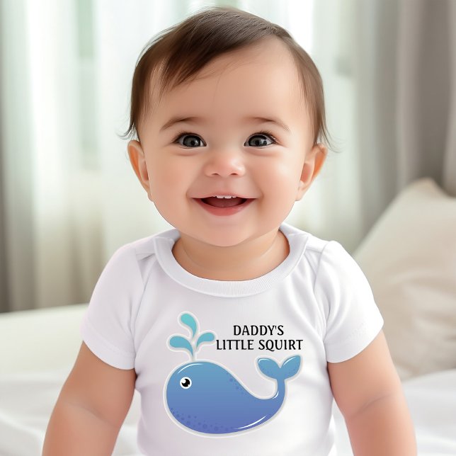 Cute Blue Whale Little Squirt Baby Bodysuit (Cute "Daddy's Little Squirt" infant bodysuit)