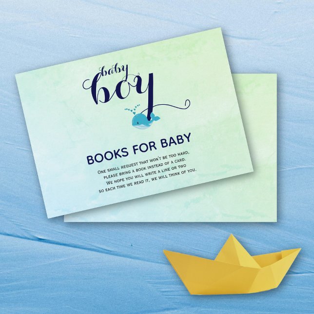 Cute blue whale ocean Books for Baby Shower Enclosure Card (Creator Uploaded)