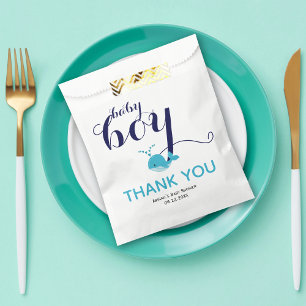 Cute blue whale ocean themed Thank You Baby Shower Favour Bags