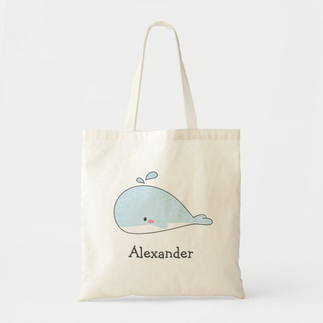 Cute Blue Whale - Personalized Kids Tote Bag (Front)