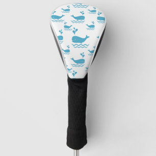 Cute Blue Whale Seamless Ocean Pattern (1) Golf Head Cover