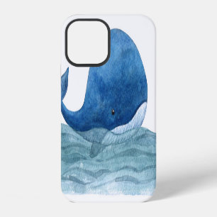 Cute Blue Whale Watercolor Illustration iPhone 12 Case