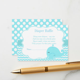Cute Blue Whale with Baby Diaper Raffle Enclosure Card