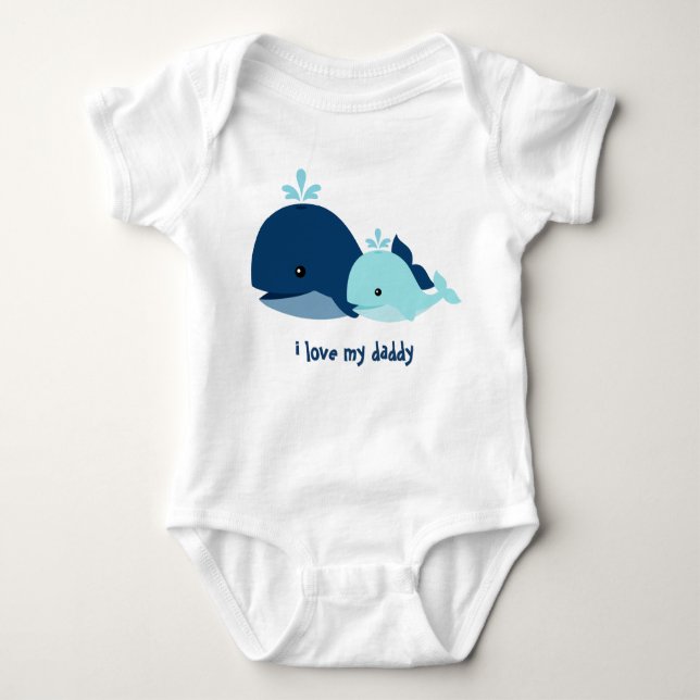 Cute Blue Whales Baby Bodysuit (Front)