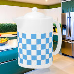cute blue white check pattern<br><div class="desc">cute blue white check pattern teapot</div>