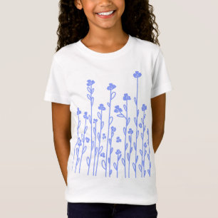 Cute blue white doodle floral wildflowers T-Shirt