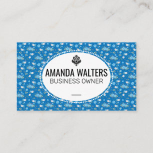 Cute Blue White Flowers Business Card