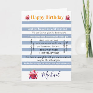 Cute Blue & White Greeting Card Happy Birthday 