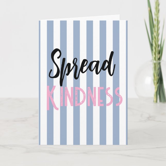 Cute Blue & White Greeting Card Spread Kindness (Front)
