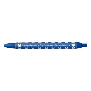 Cute blue white hearts Valentine's Day classroom Ink Pen