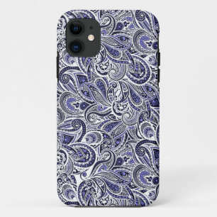 Cute blue white paisley patterns design Case-Mate iPhone case