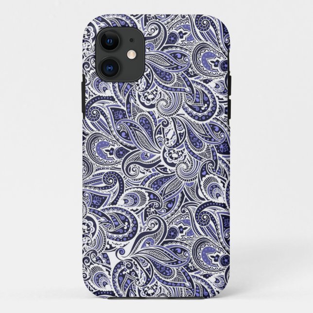 Cute blue white paisley patterns design Case-Mate iPhone case (Back)