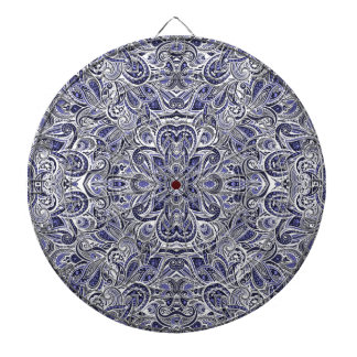 Cute blue white paisley patterns design dartboard
