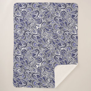 Cute blue white paisley patterns design sherpa blanket