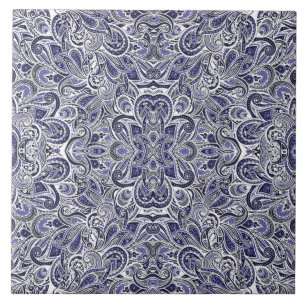 Cute blue white paisley patterns design tile