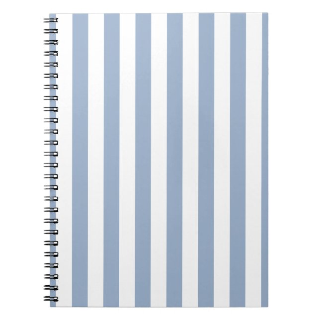Cute Blue & White Stripe Spiral Notebook  (Front)