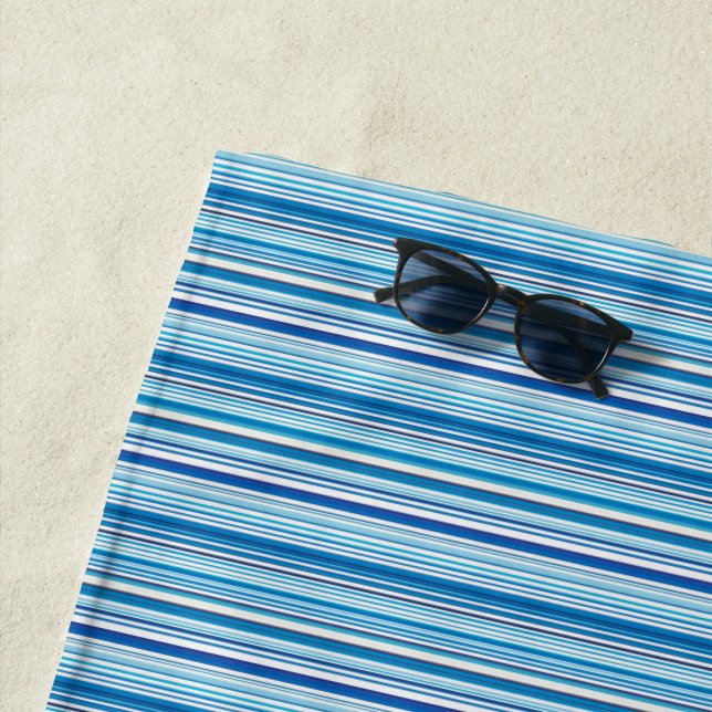 Cute blue white stripes beach towel (In Situ)