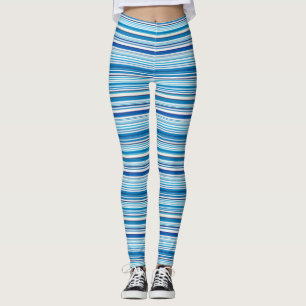 Cute blue white stripes leggings