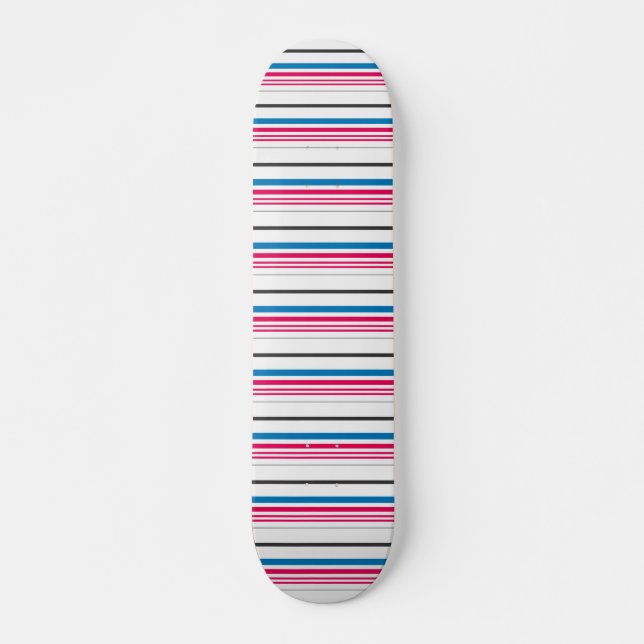Cute blue white stripes skateboard (Front)