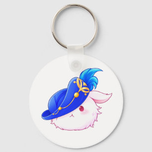 Cute Blue Wizard Bunny Sticker Key Ring