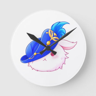 Cute Blue Wizard Bunny Sticker Round Clock