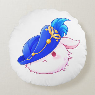Cute Blue Wizard Bunny Sticker Round Cushion